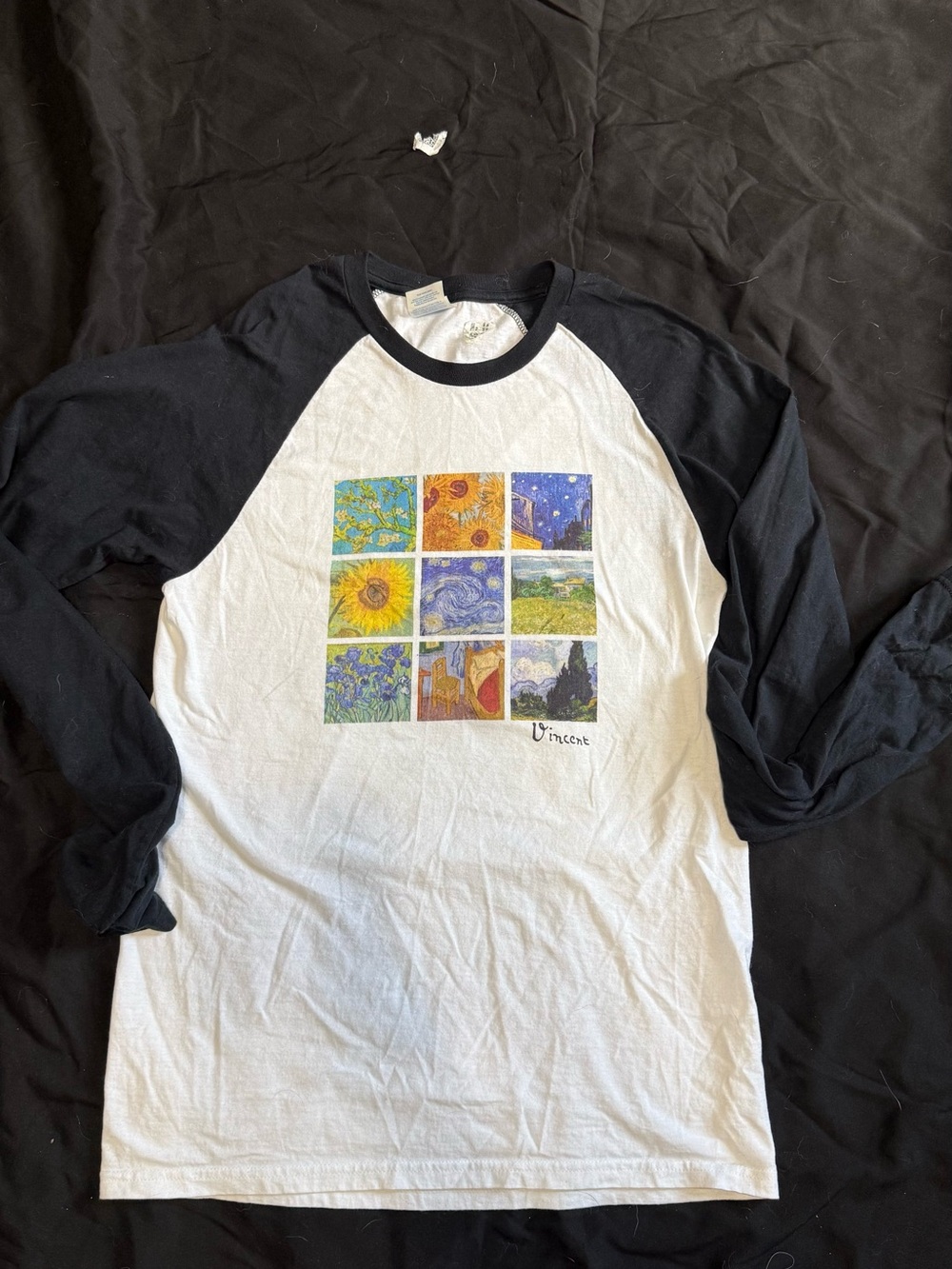 Vincent-Themed Raglan Top in White and Black